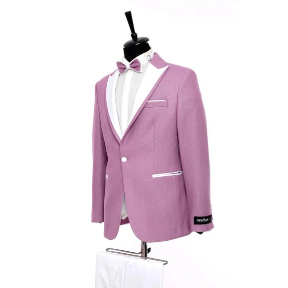 Derman Light Purple Pointed Collar Silvery Classic 2 Piece Tuxedo - Picture 4 of 5
